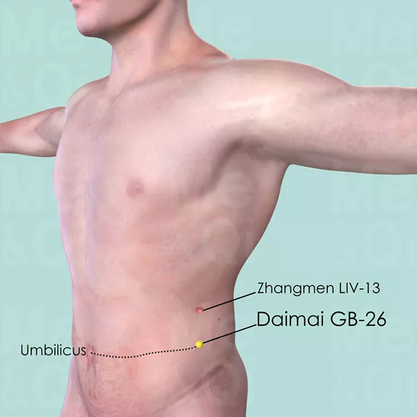 Daimai GB-26 - Skin view - Acupuncture point on Gall Bladder Channel