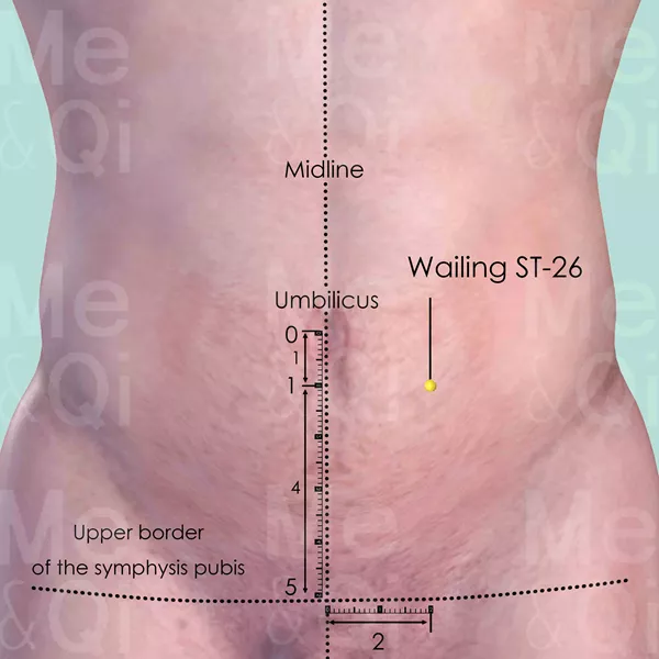 Wailing ST-26 - Skin view - Acupuncture point on Stomach Channel