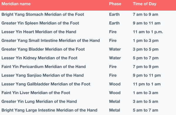 List of the twelve standard meridians of TCM