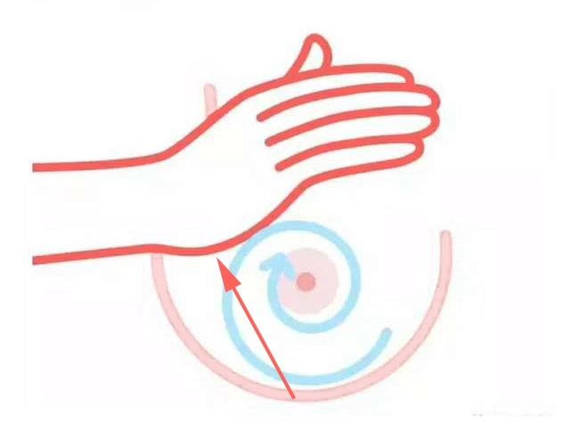 Breast massage against clogged milk ducts step 1