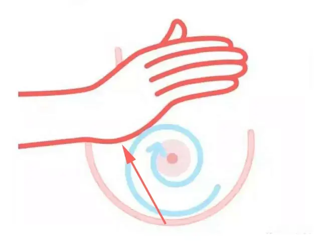 Breast massage against clogged milk ducts step 1