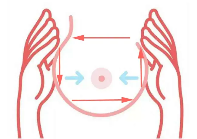 Breast massage against clogged milk ducts step 5