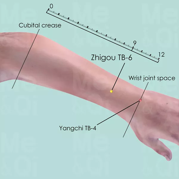 Zhigou TB-6 - Skin view - Acupuncture point on Triple Burner Channel