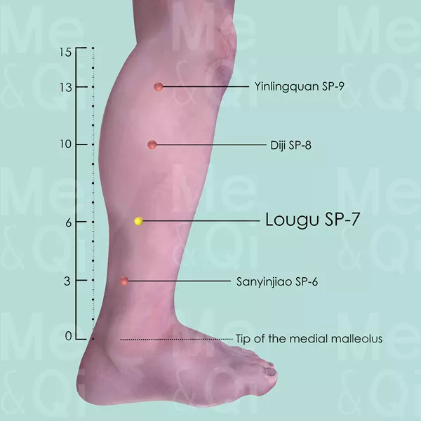 Lougu SP-7 - Skin view - Acupuncture point on Spleen Channel