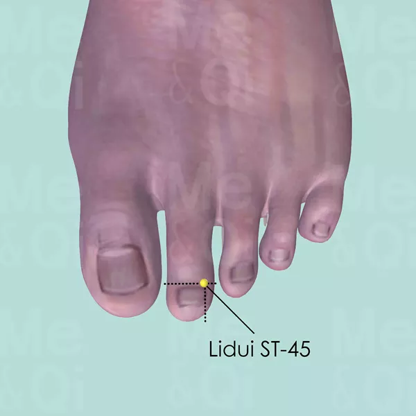 Lidui ST-45 - Skin view - Acupuncture point on Stomach Channel