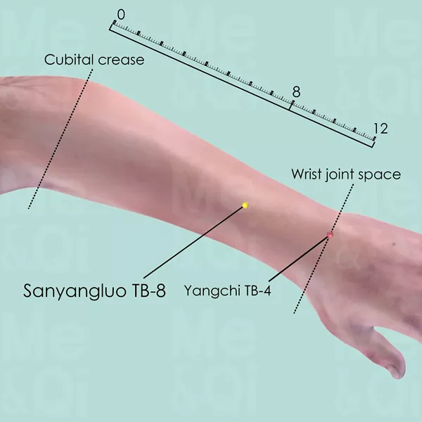 Sanyangluo TB-8 - Skin view - Acupuncture point on Triple Burner Channel
