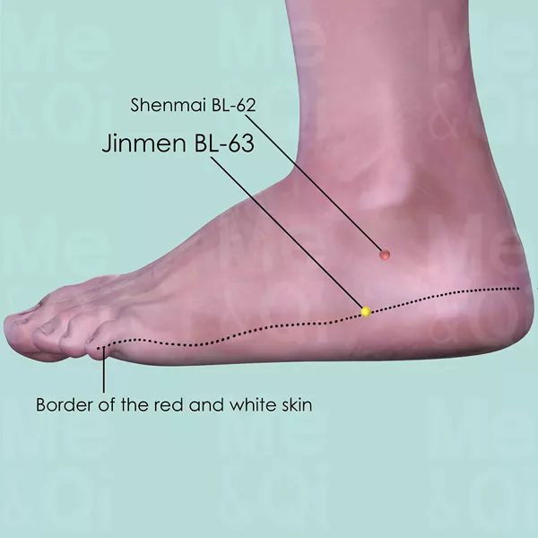 Jinmen BL-63 - Skin view - Acupuncture point on Bladder Channel