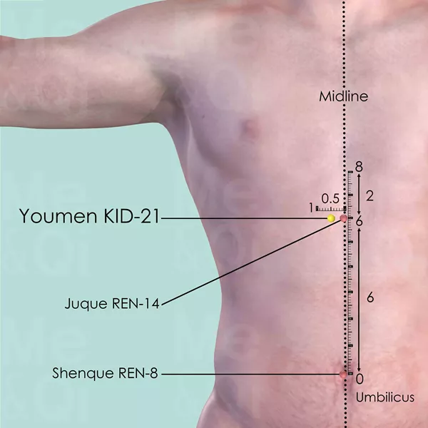 Youmen KID-21 - Skin view - Acupuncture point on Kidney Channel