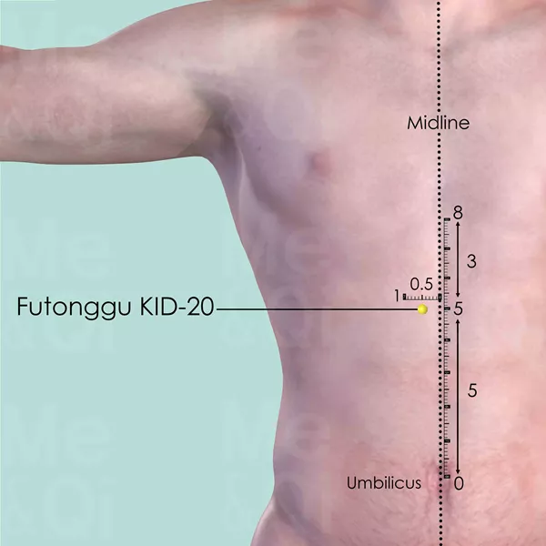 Futonggu KID-20 - Skin view - Acupuncture point on Kidney Channel