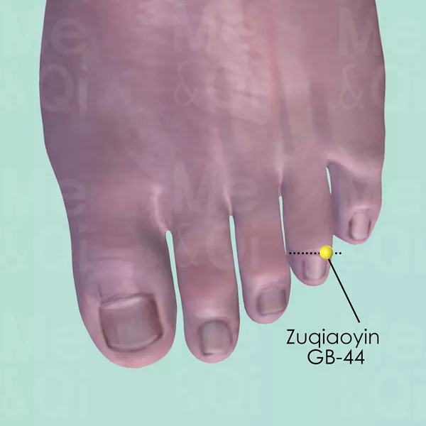 Zuqiaoyin GB-44 - Skin view - Acupuncture point on Gall Bladder Channel