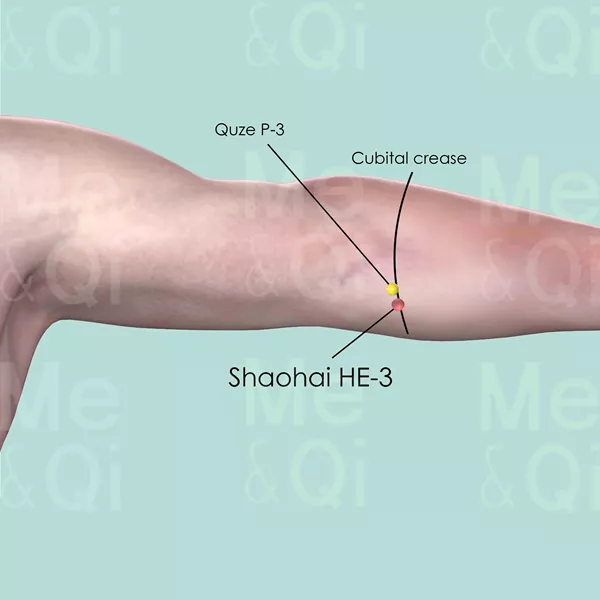 Shaohai HE-3 - Skin view - Acupuncture point on Heart Channel