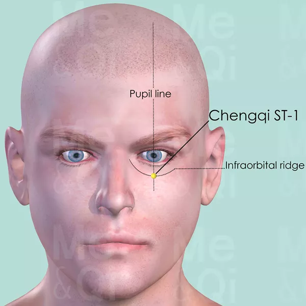 Chengqi ST-1 - Skin view - Acupuncture point on Stomach Channel