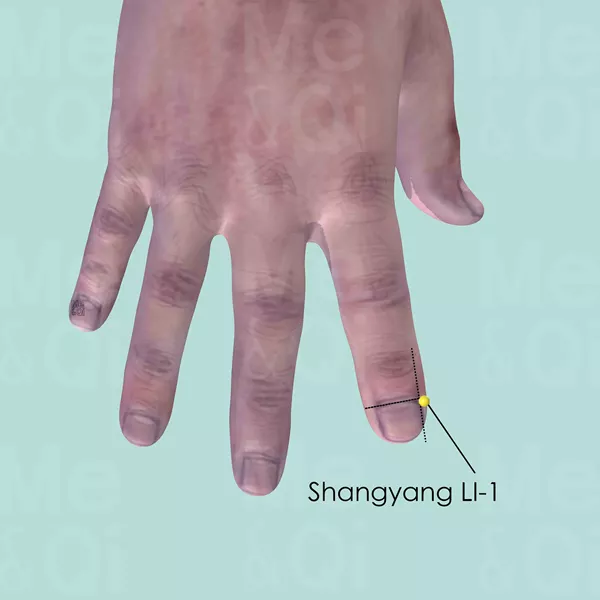 Shangyang LI-1 - Skin view - Acupuncture point on Large Intestine Channel