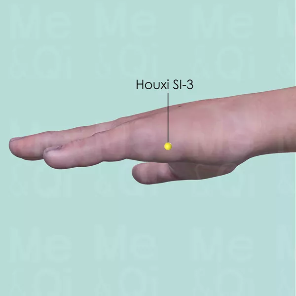 Houxi SI-3 - Skin view - Acupuncture point on Small Intestine Channel