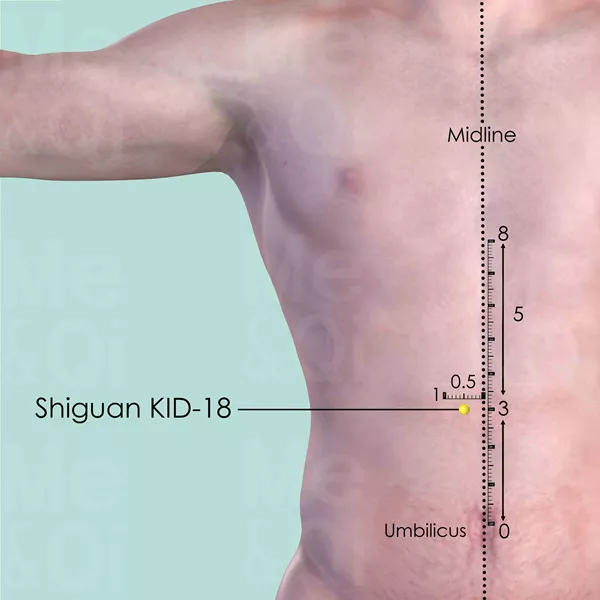 Shiguan KID-18 - Skin view - Acupuncture point on Kidney Channel