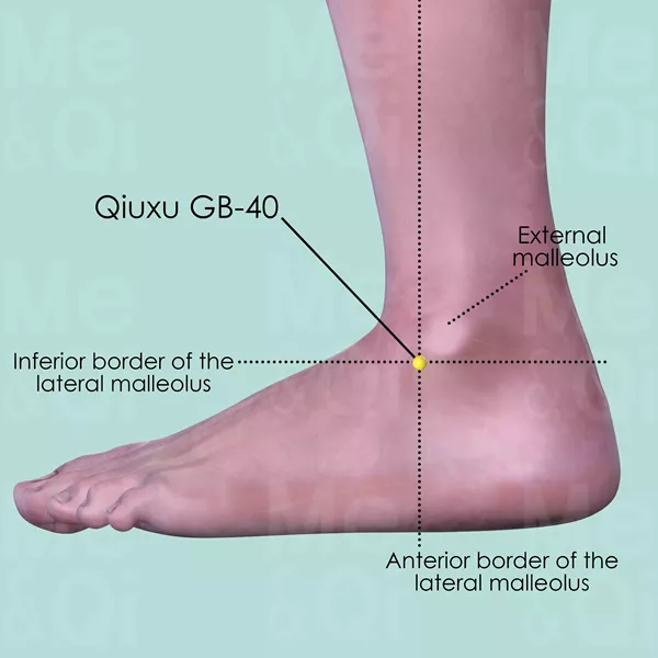 Qiuxu GB-40 - Skin view - Acupuncture point on Gall Bladder Channel